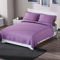 HOMESMART Blue 3D Pinsonic Embossed Pattern Quilt with 2 Shams - Queen (Microfiber)