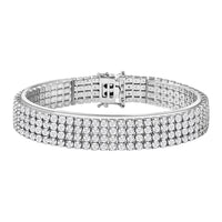 DOORBUSTER Simulated Diamond Multi Row Tennis Bracelet in Rhodium Over Sterling Silver (6.50 In) 17.90 Grams 25.00 ctw