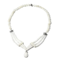 White Jade Beaded Necklace 20 Inches in Rhodium Over Sterling Silve 292.30 ctw