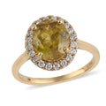 ILIANA 18K Yellow Gold AAA Sava Sphene and Diamond Luxe Halo Ring - Sticky add to cart bar