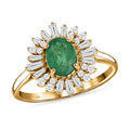 Iliana 18K Yellow Gold AAA Kagem Zambian Emerald and G-H SI Diamond Sunburst Ring 4.50 Grams 1.75 ctw - Sticky add to cart bar