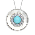 Ethiopian Welo Opal and Multi Gemstone Double Circle Pendant Necklace 18 Inches in Rhodium Over Sterling Silver 8.80 Grams 2.10 ctw - Sticky add to cart bar