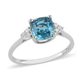 Luxoro 14K White Gold AAAA Cambodian Blue Zircon and G-H I2 Diamond Ring 3.00 ctw - Sticky add to cart bar