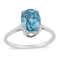 LUXORO 14K White Gold AAA Cambodian Blue Zircon Solitaire Ring 3.50 ctw - Sticky add to cart bar