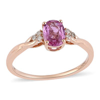 LUXORO 14K Rose Gold AAA Madagascar Pink Sapphire and G-H I2 Diamond Ring 1.00 ctw