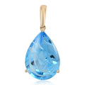 Certified Luxoro 10K Yellow Gold Fancy Hand Carved AAA Electric Blue Topaz Solitaire Pendant 9.10 ctw - Sticky add to cart bar