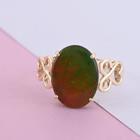 Certified Luxoro AAA Canadian Ammolite 5.60 ctw Solitaire Ring in 10K Yellow Gold