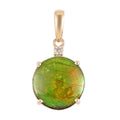 Luxoro 10K Yellow Gold AAA Canadian Ammolite and G-H I2 Diamond Solitaire Pendant - Sticky add to cart bar