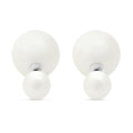Peacock Shell Pearl Stud Earrings in Rhodium Over Sterling Silver - Sticky add to cart bar