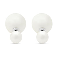 Peacock Shell Pearl Stud Earrings in Rhodium Over Sterling Silver
