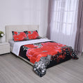 HOMESMART Red Floral 3D Digital Print Pattern Microfiber Comforter and Pillow Cover - Queen - Sticky add to cart bar
