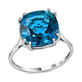LUXORO 10K White Gold AAA London Blue Topaz Solitaire Ring (Size 10.0) 2.30 Grams 11.00 ctw - Sticky add to cart bar