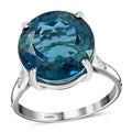 LUXORO 10K White Gold AAA London Blue Topaz and G-H I2 Diamond Ring 3.40 Grams 13.10 ctw - Sticky add to cart bar