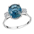 Certified & Appraised LUXORO 10K White Gold AAA London Blue Topaz and G-H I1 Diamond Ring 6.00 ctw - Sticky add to cart bar