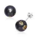 Shungite Feng Shui Beaded Stud Earrings in Rhodium Over Sterling Silver 11.50 ctw - Sticky add to cart bar