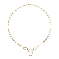 Simulated Diamond Paper Clip Chain Necklace 18 Inches in 14K Yellow Gold Over Sterling Silver 0.65 ctw