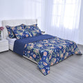 HOMESMART Blue Digital Floral Printed Microfiber 5pcs Comforter Set - Queen - Sticky add to cart bar