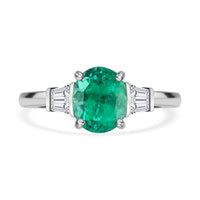 Certified & Appraised RHAPSODY 950 Platinum AAAA Boyaca Colombian Emerald and Diamond E-F VS Ring (Size 7.0) 4.85 Grams 1.75 ctw