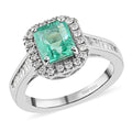 Rhapsody 950 Platinum Boyaca Colombian Emerald and E-F VS Diamond Halo Ring (Size 7.0) 7.50 Grams 2.20 ctw - Sticky add to cart bar