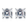 LUSTRO STELLA Asscher Cut Finest CZ Solitaire Stud Earrings in Sterling Silver 8.10 ctw - Sticky add to cart bar