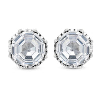 LUSTRO STELLA OCTALLION CUT Finest CZ Stud Earrings in Sterling Silver 8.00 ctw