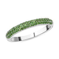 Natural Chrome Diopside Dome Ring in Rhodium Over Sterling Silver 0.65 ctw
