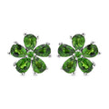 Natural Chrome Diopside Flower Earrings in Rhodium Over Sterling Silver 1.85 ctw - Sticky add to cart bar