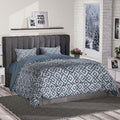 Blue Solid and Geometrical Print Microfiber 3pcs Comforter Set  - Queen - Sticky add to cart bar