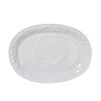White Ceramic Turkey Embossed Pattern Deep Plate