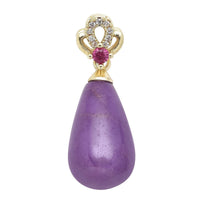 Phosphosiderite, Simulated Red and White Diamond Drop Pendant without Chain in Goldtone 7.50 ctw