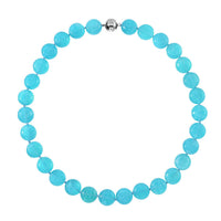 AAAA Amazonite Beaded Coin Shape Necklace 20 Inches with Magnetic Lock in Rhodium Over Sterling Silver 402.50 ctw