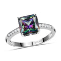 LUSTRO STELLA Finest Mystic Green and White CZ Ring in Platinum Over Sterling Silver 3.75 ctw - Sticky add to cart bar