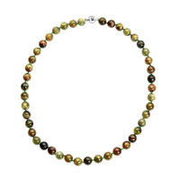 Green Garnet 9-11mm 443.50 ctw Beaded Necklace in Rhodium Over Sterling Silver 20 Inches