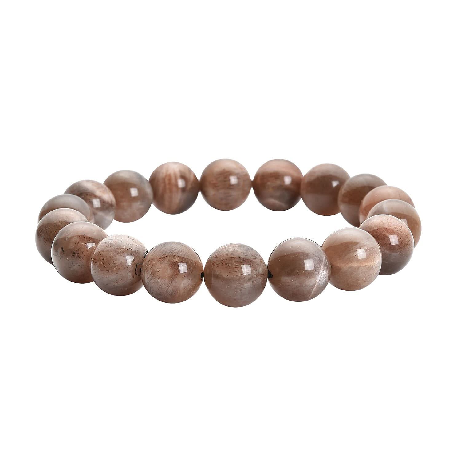 Black Skeletal Sunstone 10-12mm Beaded Stretch Bracelet 220.00 ctw
