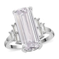 LUSTRO STELLA Finest CZ Elongated Ring in Platinum Over Sterling Silver 10.35 ctw - Sticky add to cart bar