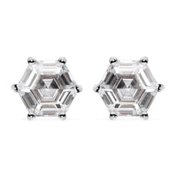 LUSTRO STELLA Finest CZ Solitaire Stud Earrings in Platinum Over Sterling Silver 6.40 ctw