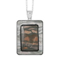 Rainbow Jasper and Red Zebra Jasper Rectangle Pendant Necklace 18 Inches in Silvertone 80.00 ctw - Sticky add to cart bar