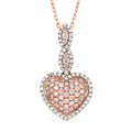14K Rose Gold Natural Pink and White Diamond SI-I1 Pendant Necklace 18 Inches 4 Grams 0.75 ctw - Sticky add to cart bar