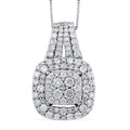 NY Closeout 10K White Gold Diamond Cluster Pendant Necklace 18 Inches 1.00 ctw - Sticky add to cart bar