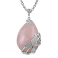 Galilea Rose Quartz Pendant Necklace 18-20 Inches in Silvertone and Stainless Steel 40.00 ctw - Sticky add to cart bar