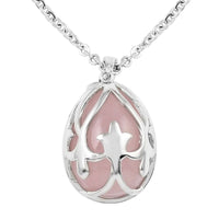 Galilea Rose Quartz Pendant Necklace 18-20 Inches in Silvertone and Stainless Steel 20.00 ctw