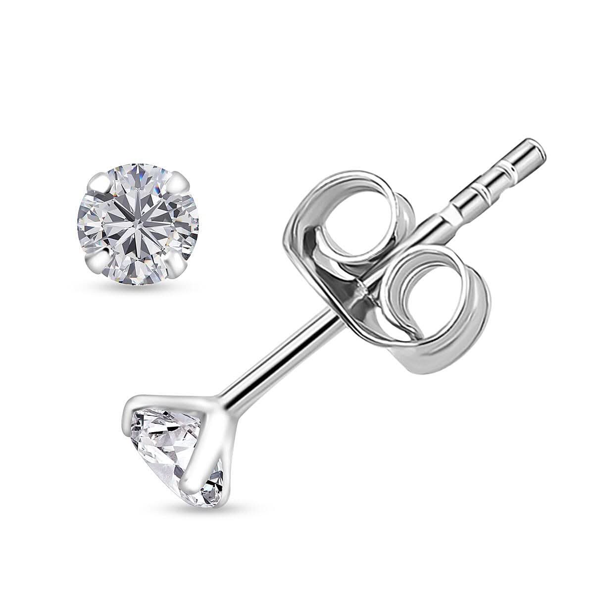 Set of 2 Simulated Diamond Stud Earringd in Sterling Silver