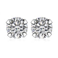Set of 2 Simulated White and Green Diamond Stud Earrings in Sterling Silver - Sticky add to cart bar