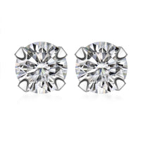Set of 2 Simulated White and Green Diamond Stud Earrings in Sterling Silver