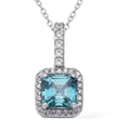 Cambodian Blue Zircon, Natural White Zircon Pendant Necklace (18 Inches) in Platinum Over Sterling Silver 2.90 ctw - Sticky add to cart bar