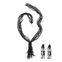 Black Resin, Dangle Earrings and Necklace in Stainless Steel