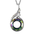 Glass and Multi Color Austrian Crystal Peacock Pendant Necklace in Stainless Steel 20 Inches - Sticky add to cart bar