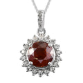 Picos Altos Light Brown Sphalerite and Zircon Sunburst Pendant Necklace 20 Inches in Platinum Over Sterling Silver 4.75 ctw - Sticky add to cart bar