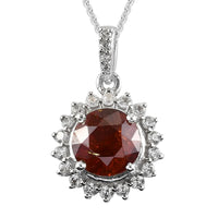 Picos Altos Light Brown Sphalerite and Zircon Sunburst Pendant Necklace 20 Inches in Platinum Over Sterling Silver 4.75 ctw