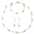 Simulated Light Blue Pearl 7-9mm Beaded Necklace 38 Inches and Earrings in Stainless Steel - Sticky add to cart bar